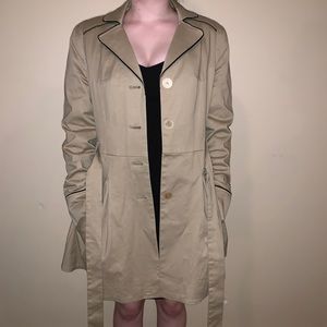 Tan Trench Coat with Black Trim